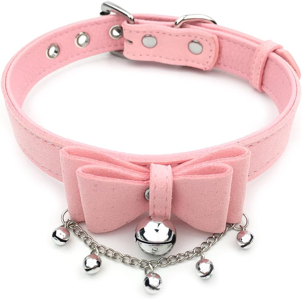 Destiny Love Bell Padlock Choker Collar Necklace Lolita Bow Collar Cat Kitty Velvet Necklace with Heart Lock and Key with Box for Women and Men