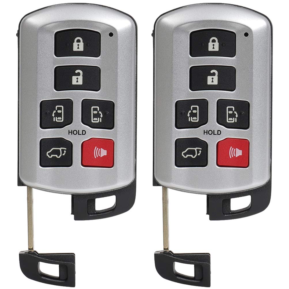 SCITOO Keyless Entry Remote Key Fob Replacement for 6 Buttons Uncut Car Key for Toyota Sienna 2011-2019 2pcs FCC HYQ14ADR 314.3MHz