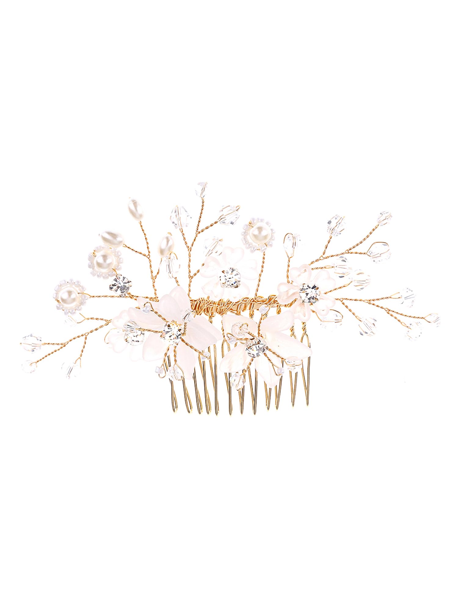 Yellow Chimes Hair Accessories Crystal Hair Side Comb Hair Pins Floral Hair Comb for Women, Silver, M (YCHACL-WM053-SL)
