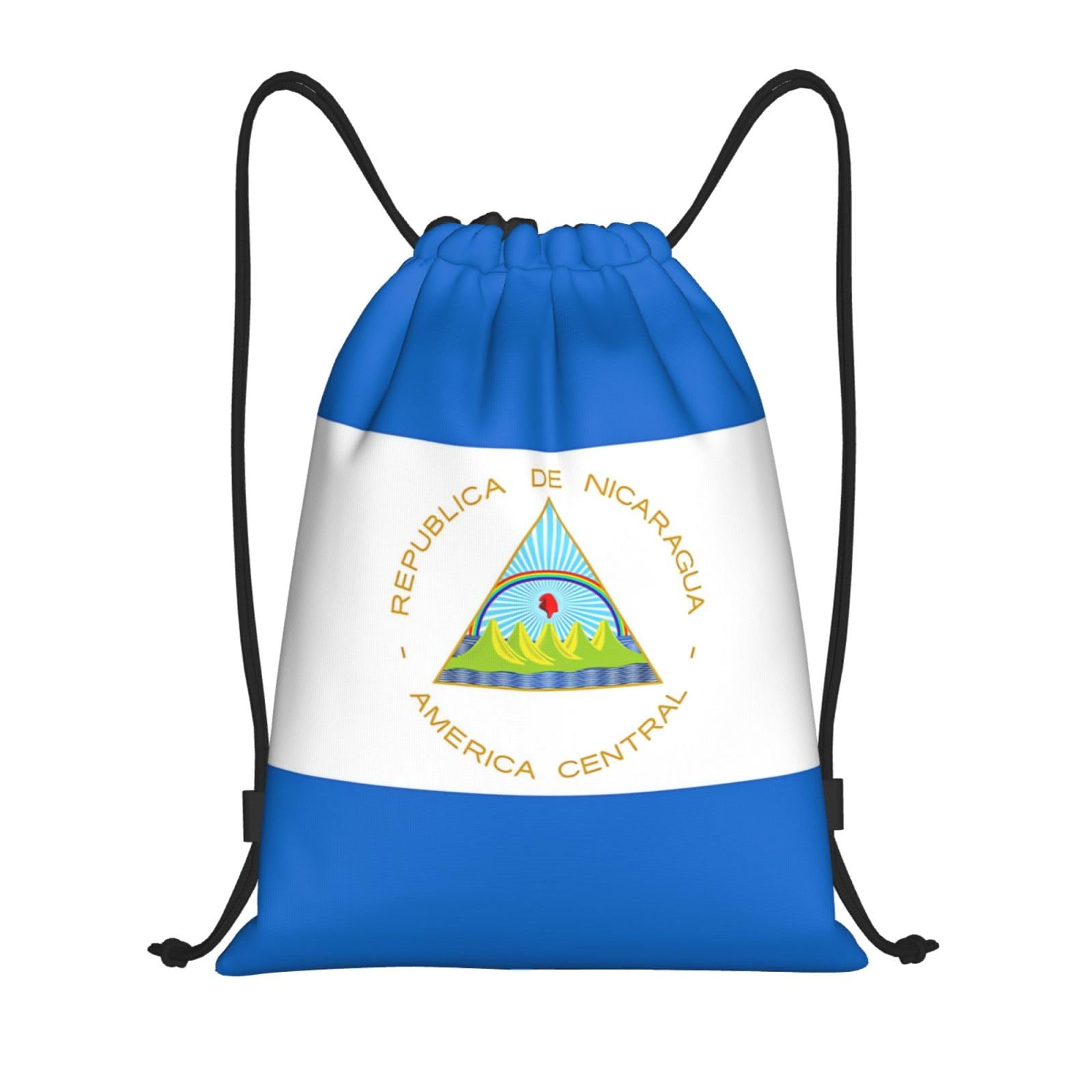 ZLKYSBU Nicaragua Flag Drawstring Bag Casual String Daypack for Women Men Sport Gym Yoga Travel Backpack