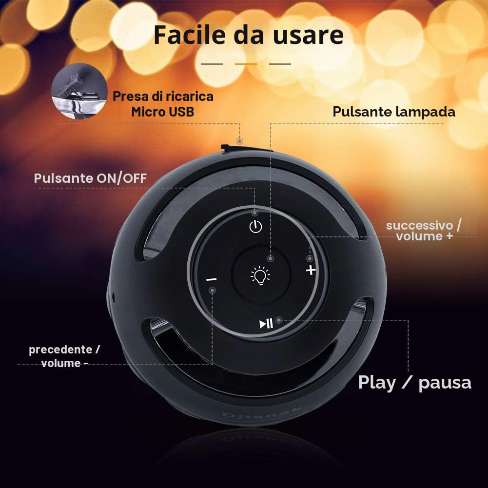Altoparlante Led con effetto fiamma, Altoparlante Bluetooth per esterni con Suono stereo di qualità superiore, Lampada da tavolo con altoparlante wireless perfetto come regalo di Natale