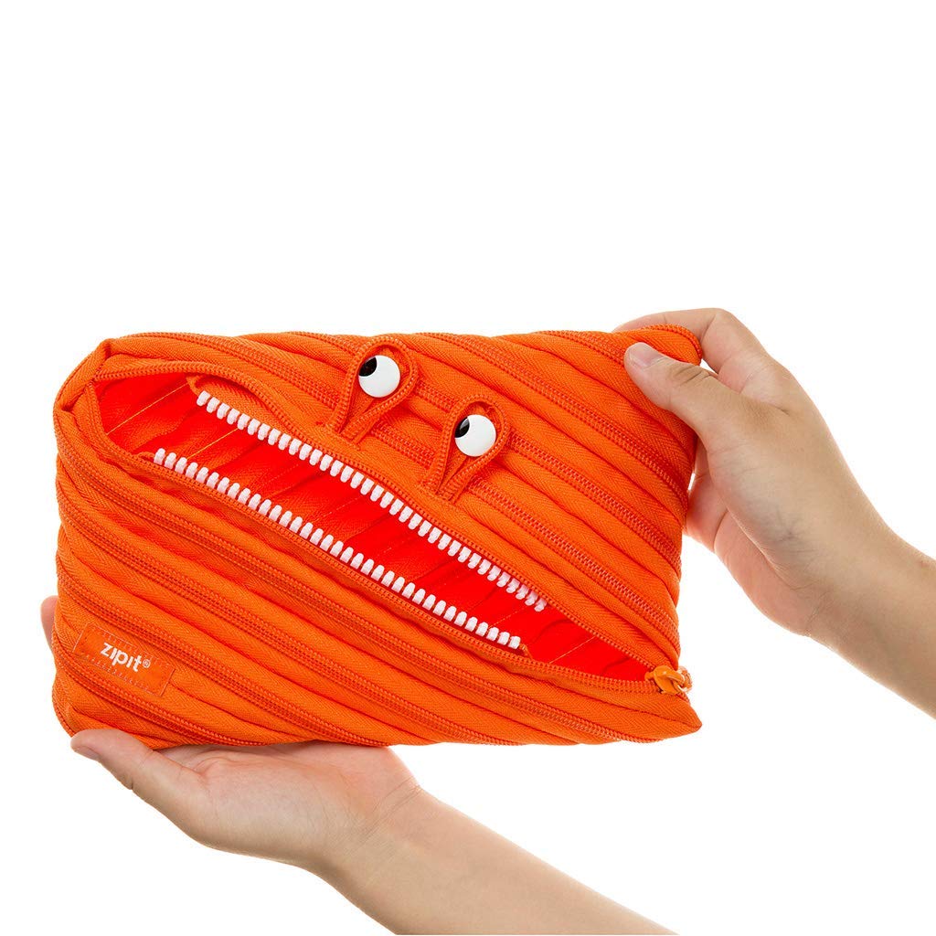 ZIPIT Monster Large Pencil Case for Boys | Pencil Pouch for School, College and Office | Pencil Bag for Kids (Orange) - Image 3