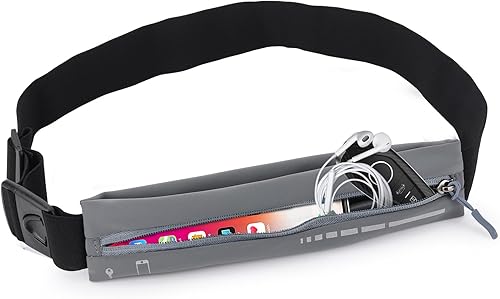Cinturón delgado para correr para hombres y mujeres, riñonera para correr para mujer, bolsa de cintura para entrenamiento y trotar, Gris
