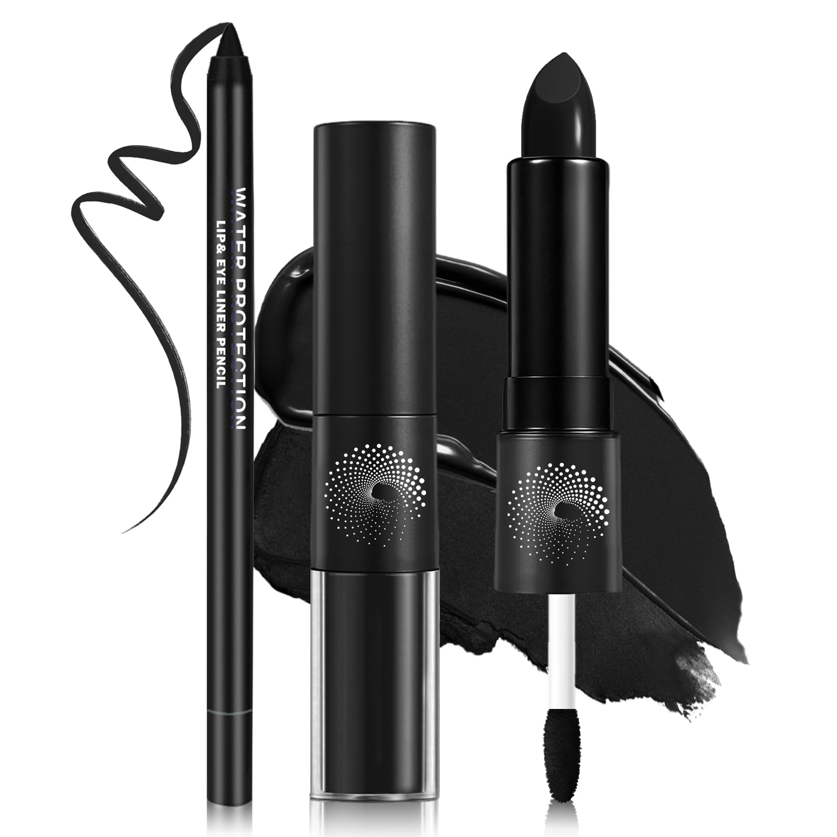 Black Lipstick Black Lip Liner Set Halloween Lip Gloss Lipstick