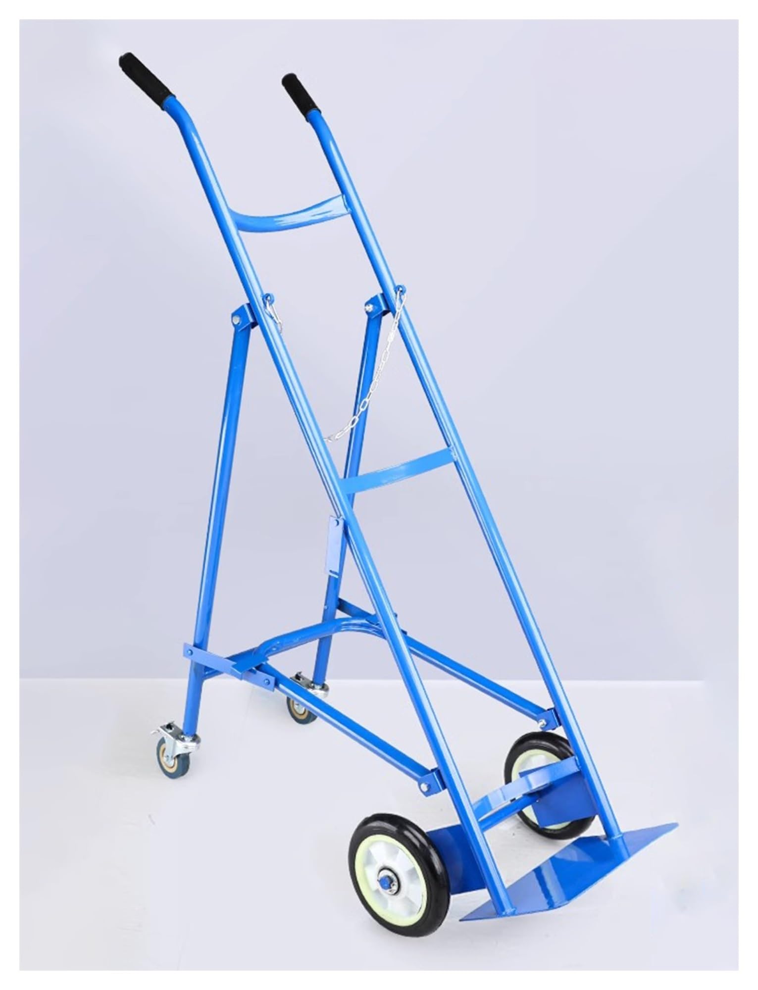 WQPMNYG Foldable Oxygen Tank Cart with Wheels - 40L Rolling Gas Cylinder Holder Stand, Portable Oxygen Cylinder Fixed Shelf, Heavy-Duty Oxygen Tank Trolley (Blue)