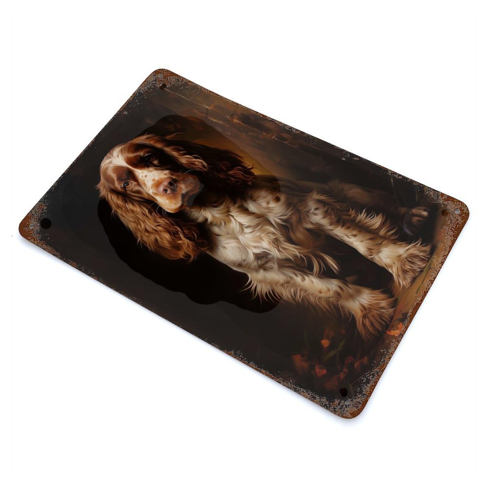 English Cocker Spaniel 11.8"x7.9" Rusty Metal Tin Sign, Shabby Chic Decor for Bistro, Counter And Cafe Decor