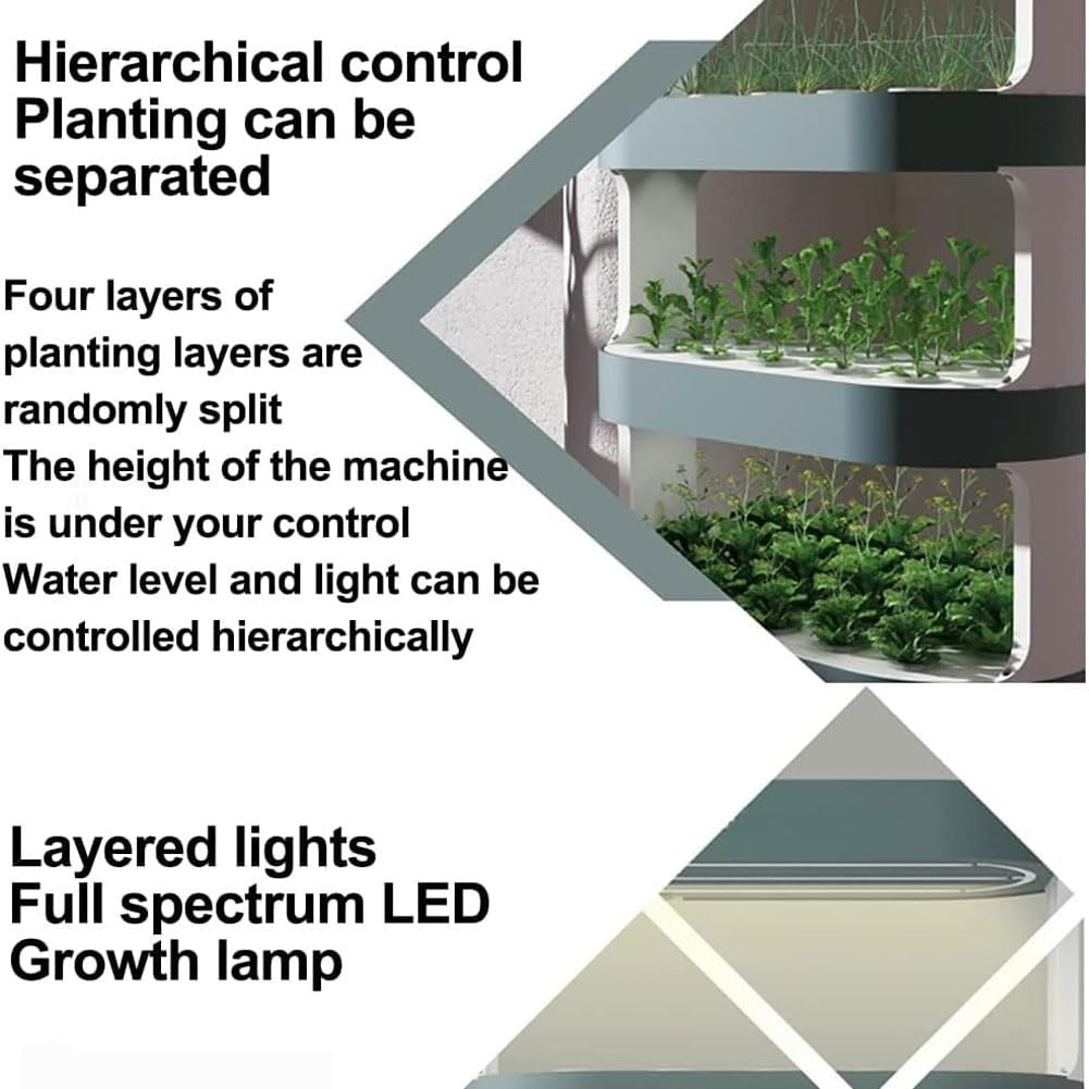 Kit de Sistema de Cultivo hidropónico for jardín, Torre de Cultivo hidropónico de 48 cápsulas con luz de Crecimiento LED y riego automático, Sistema automático de jardinería Interior(Green)