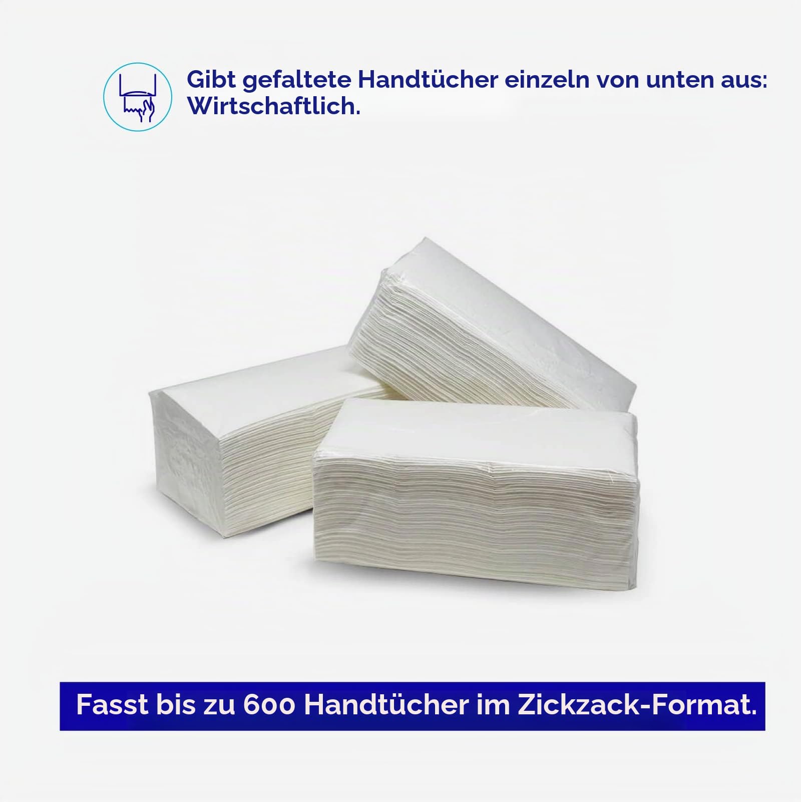 Jofel - Handtuchspender, Gesichtshandtuch, Wandhandtuchspender, bis zu 600 Zick-Zack-Tücher, hygienisch, hochwertiges ABS-Gehäuse, Value AH37000, Weiß
