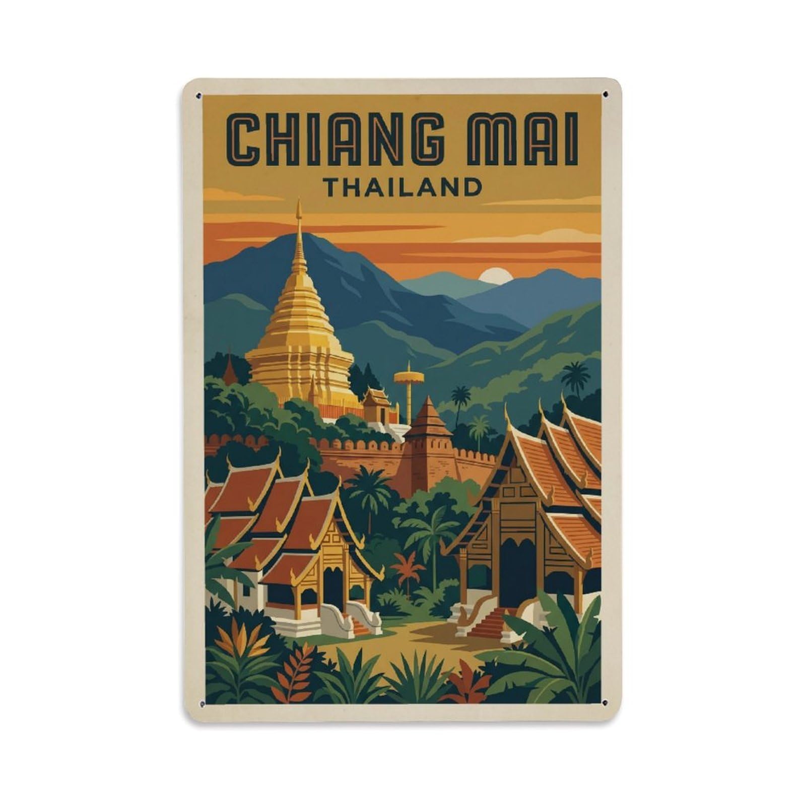 Metal Tin Sign Travel Retro Thailand Chiang Mai