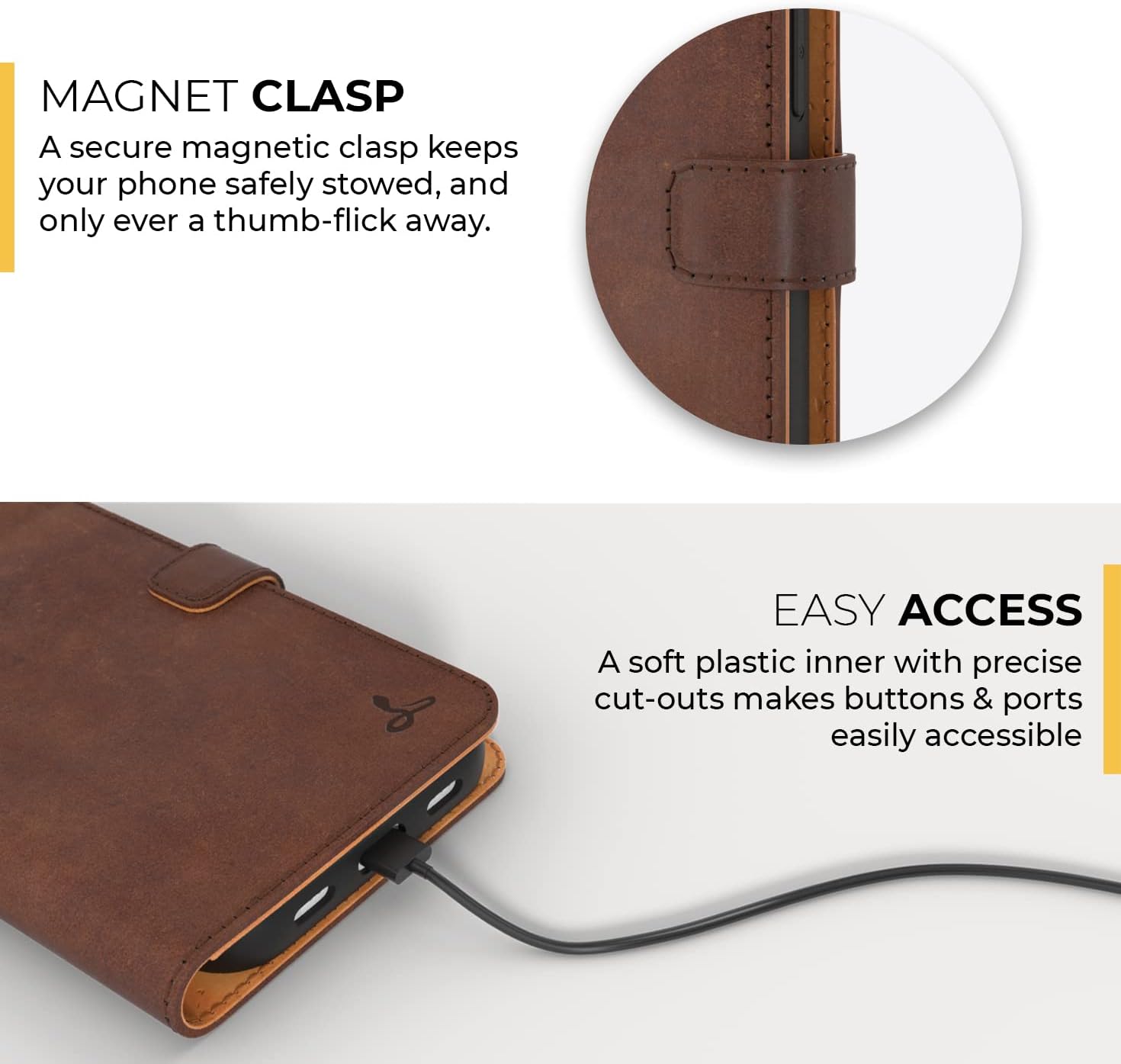 Snakehive Leather Wallet for iPhone 13 | Genuine Leather Wallet Phone Case with Card Holder | Flip Folio Case/Cover with Stand | Compatible with iPhone 13 | (Brown)