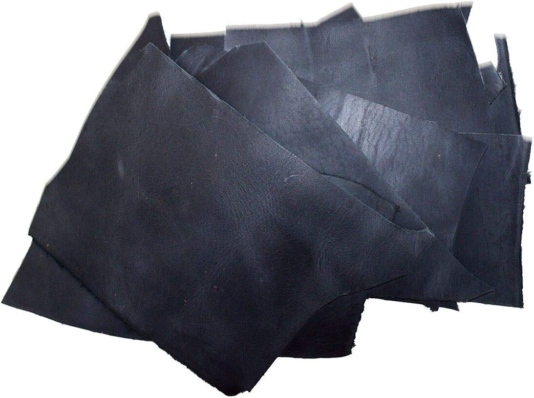 Hide & Drink, Cow Leather Chips & Scraps, Trimming Rustic Pieces (1.8mm), Craft & Workshop (12 Ounce) :: Charcoal Black