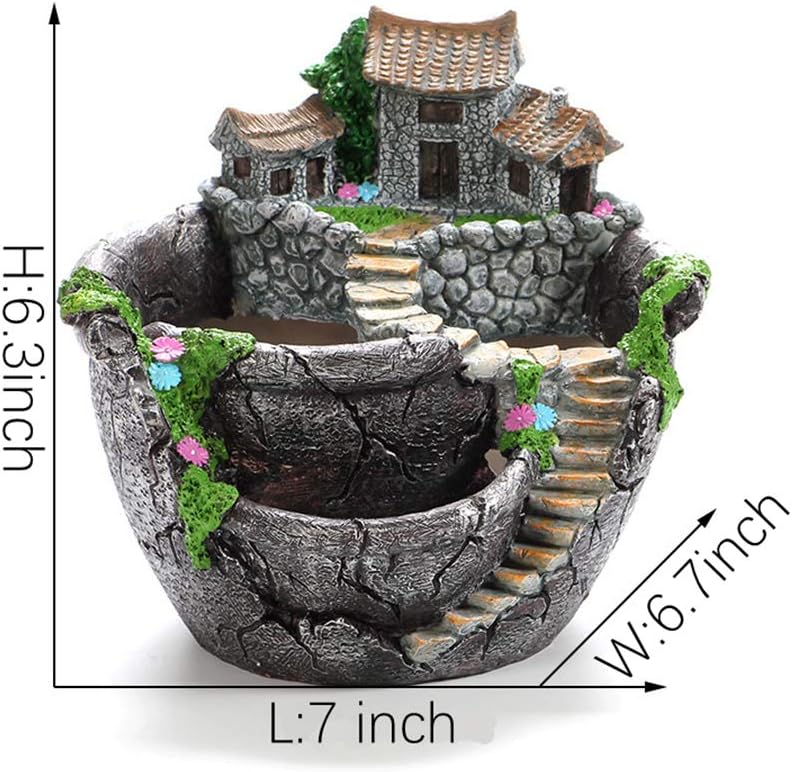 Goldblue Plants Pot Tiny Creative Flowers Succulent Plants Pot Holders Hanging Garden Design with Sweet House (Orange) : Patio, Lawn & Garden