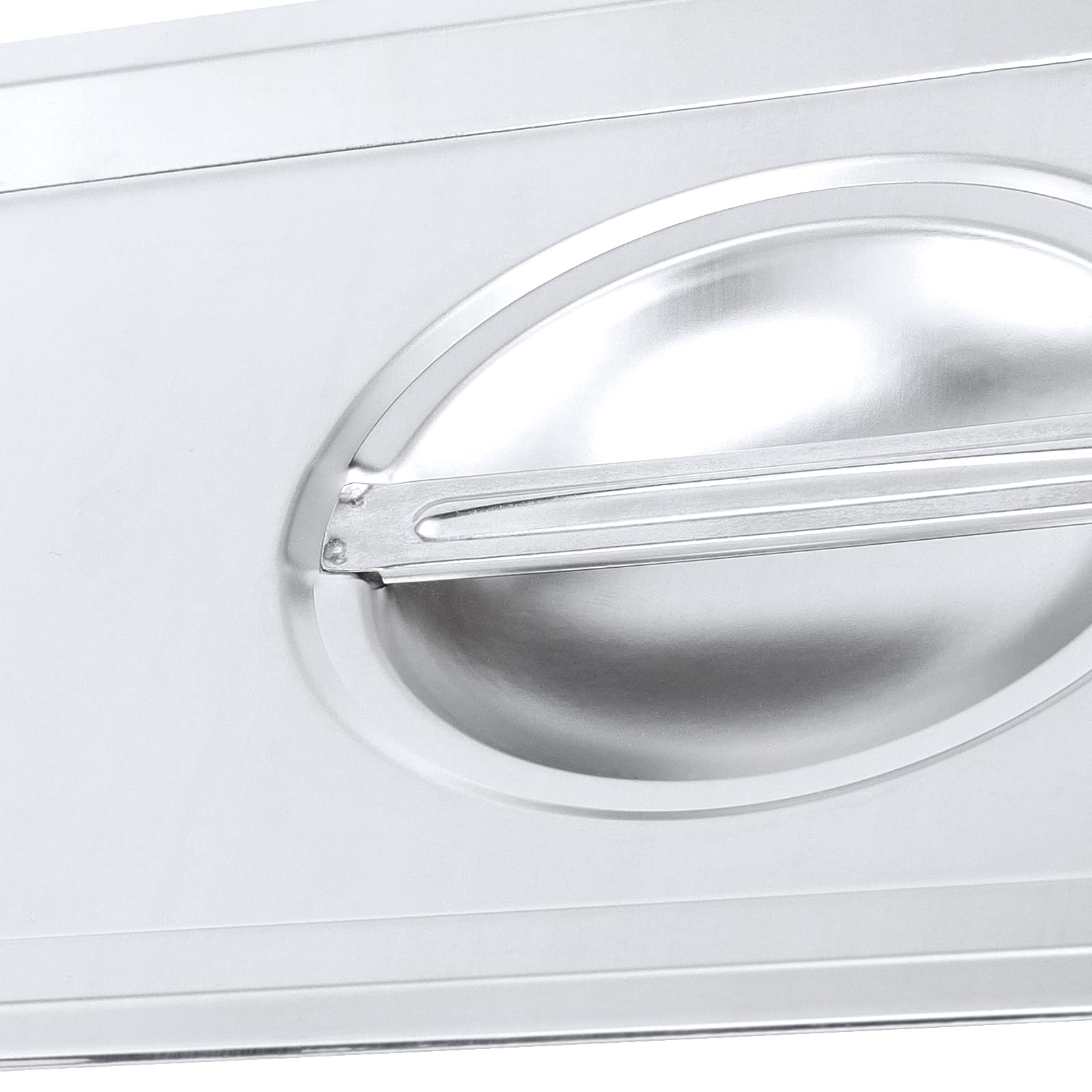 PINGEUI 8 Pack Stainless Steel Steam Table Lids - 1/3 Size Hotel Pan Covers With Handles