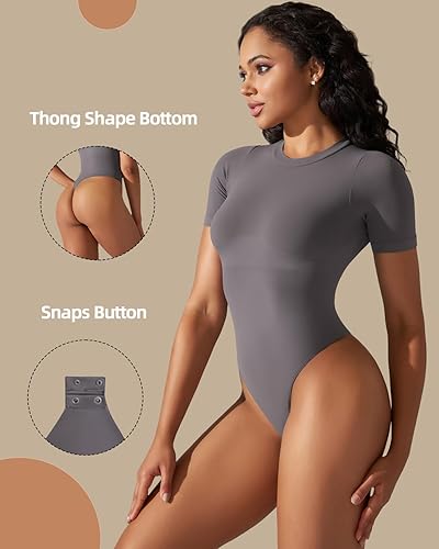 Miniatura 3 de Women's Bodysuit Shapewear, Tummy Control Body Shaper, Round Neck Short Sleeve Soft Thong Jumpsuit