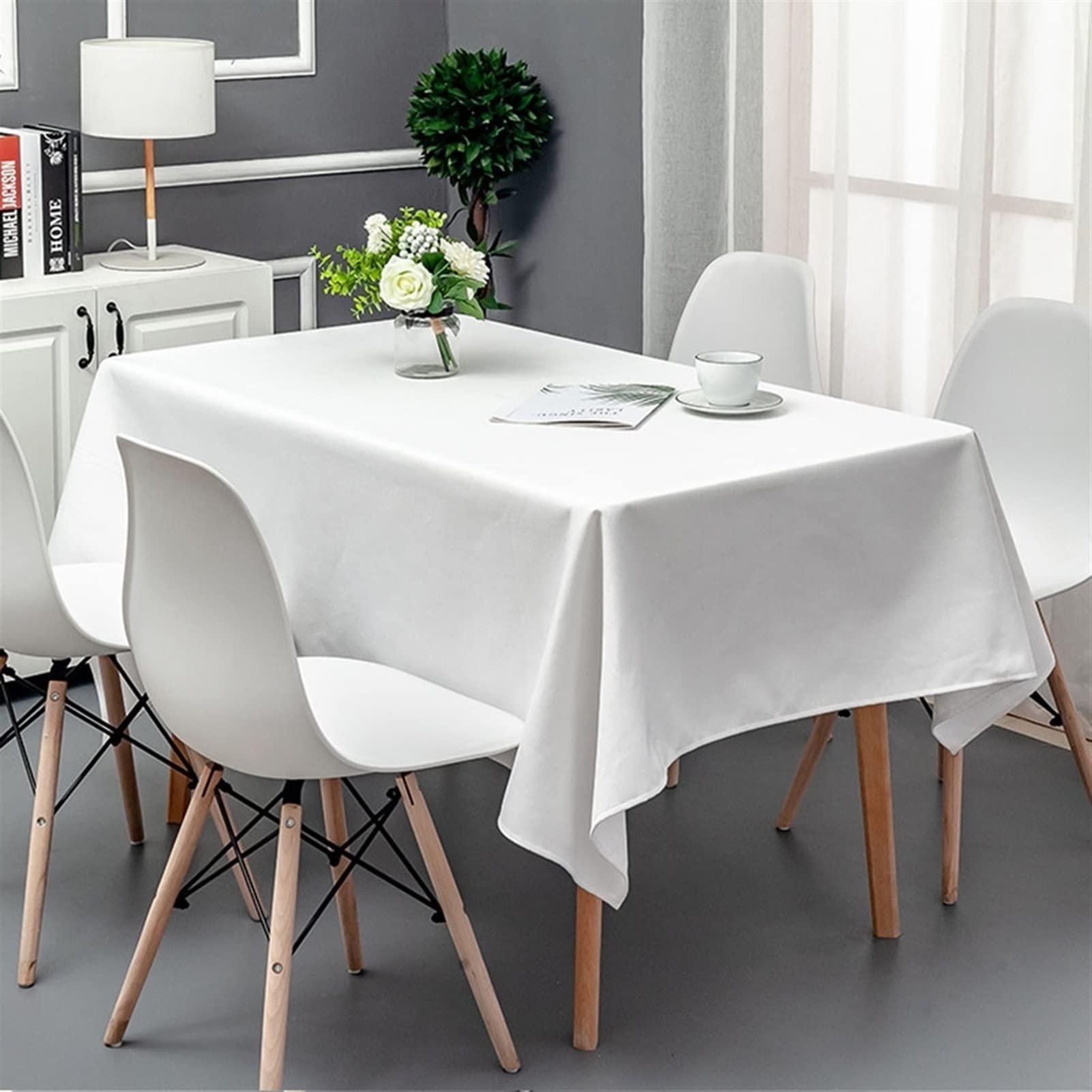 RENRUIRUI- Biała Bawełniana Lniana Obrus Zmywalny Stół Pokrywa Na Ślub Prysznic Ślubny Urodziny Branquet Stół Wystrój (Size : 140X120cm)