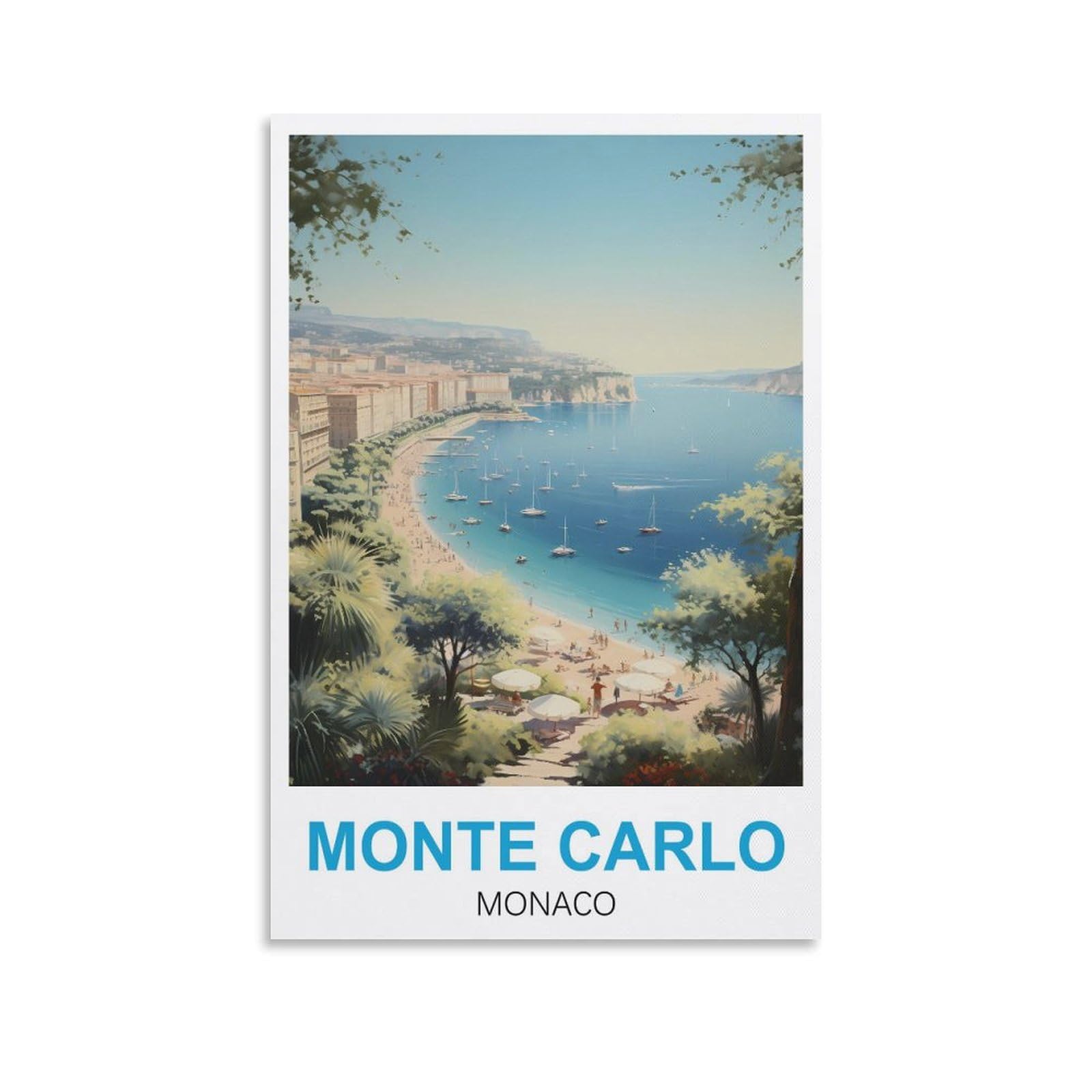 Monte Carlo Monaco Vintage Travel Poster 16x24inch(40x60cm) Canvas Art Poster And Wall Art Picture Print Modern Family Bedroom Decor
