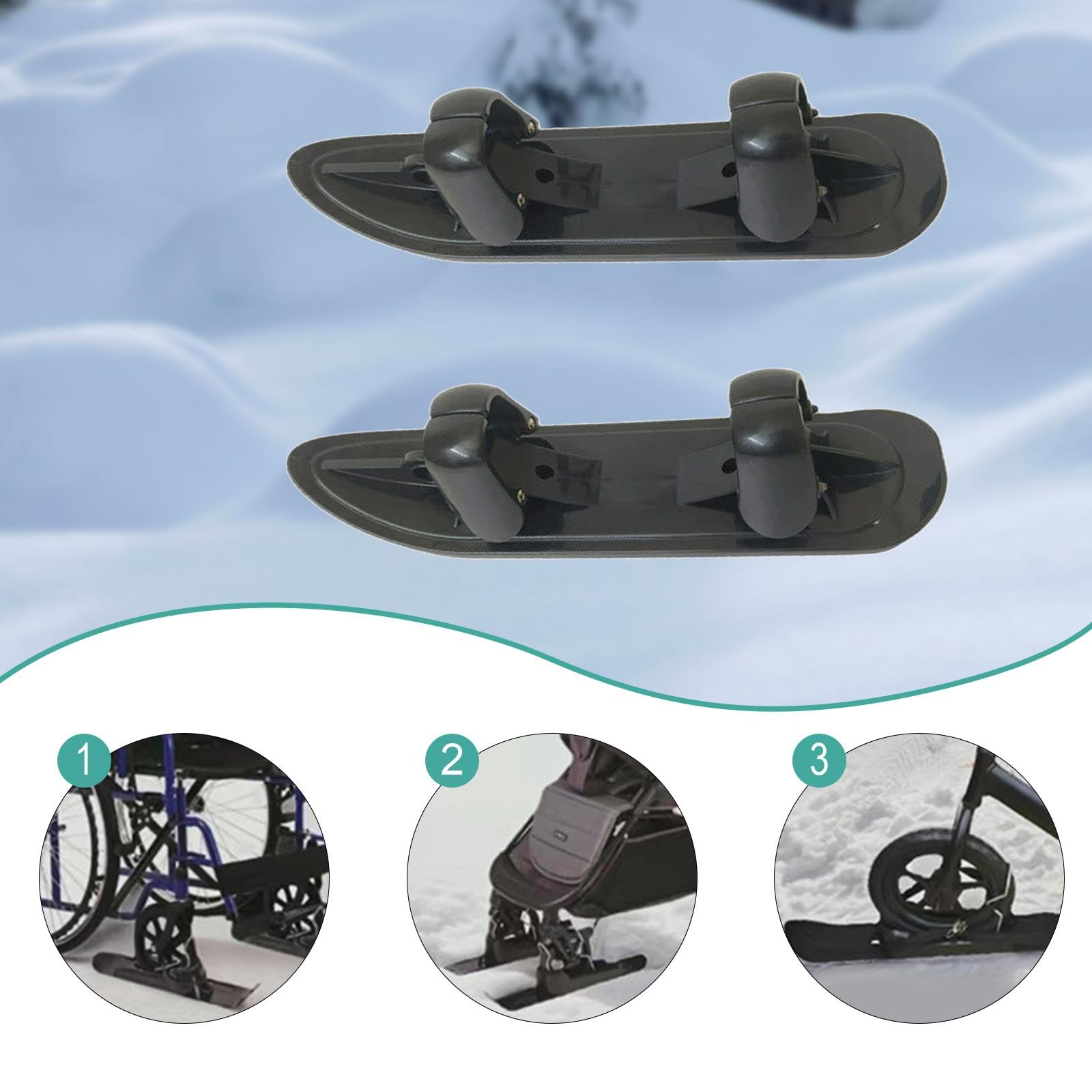 Qianly 2X Kinderwagen Skier für Schneeskier, Stabile Und Tragbare Skier für Kinderwagen