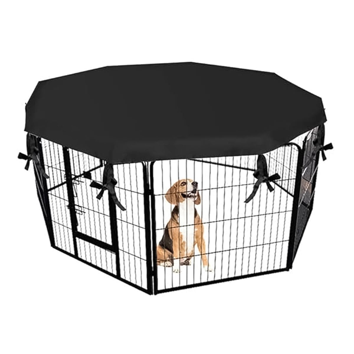 ZONADAH Dog Playpen Cover 8 panel Playpen Top Cover 25.6 Inch Sun Shade for Pets Rabbit Dogs Folding Cage Sun Protection Cover for Indoor and Outdoor Black