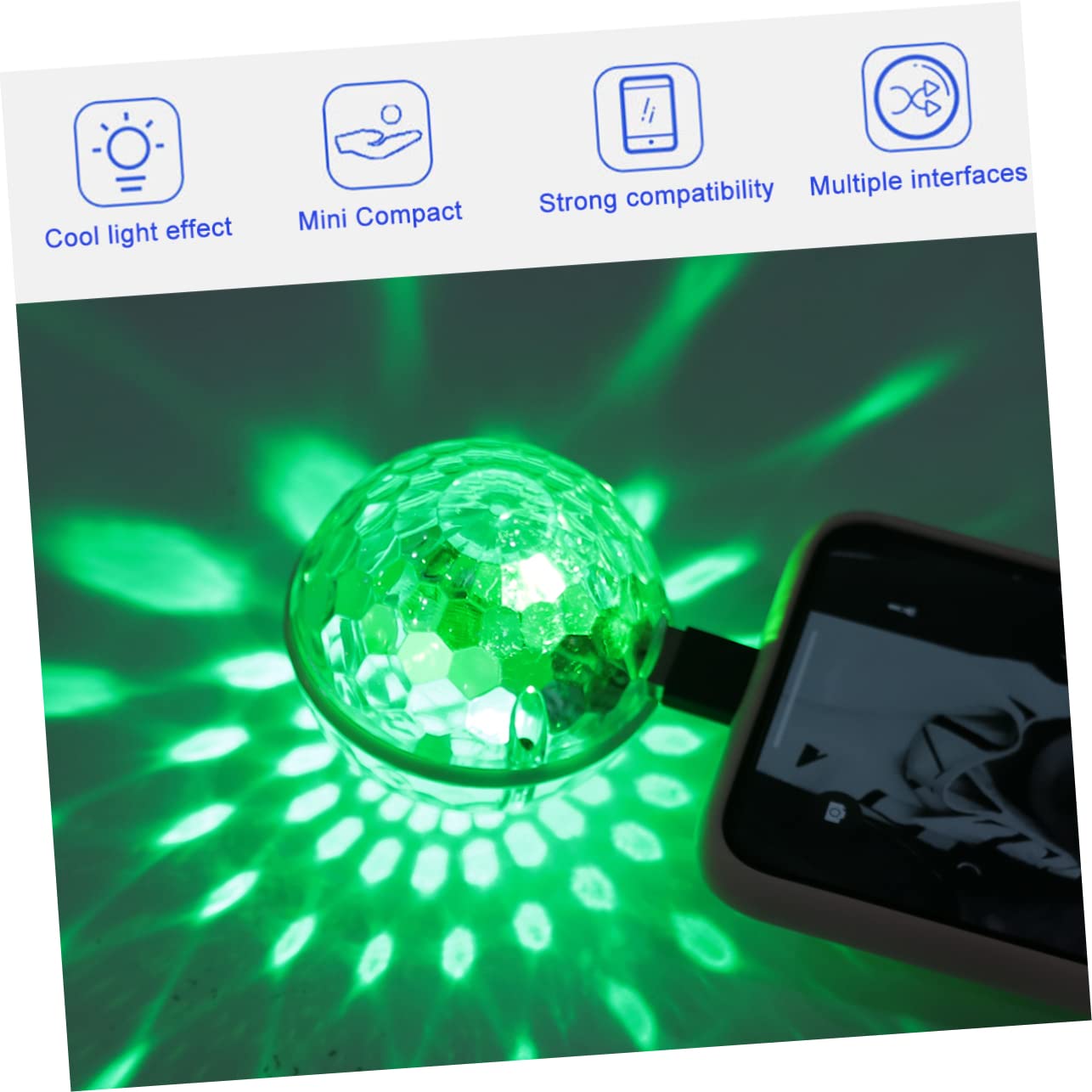 DOITOOL 2pcs Usb Charging Led Stage Light Strobe Lamp for Disco Ktv Bar Party Responsive to Music Rhythm -catching