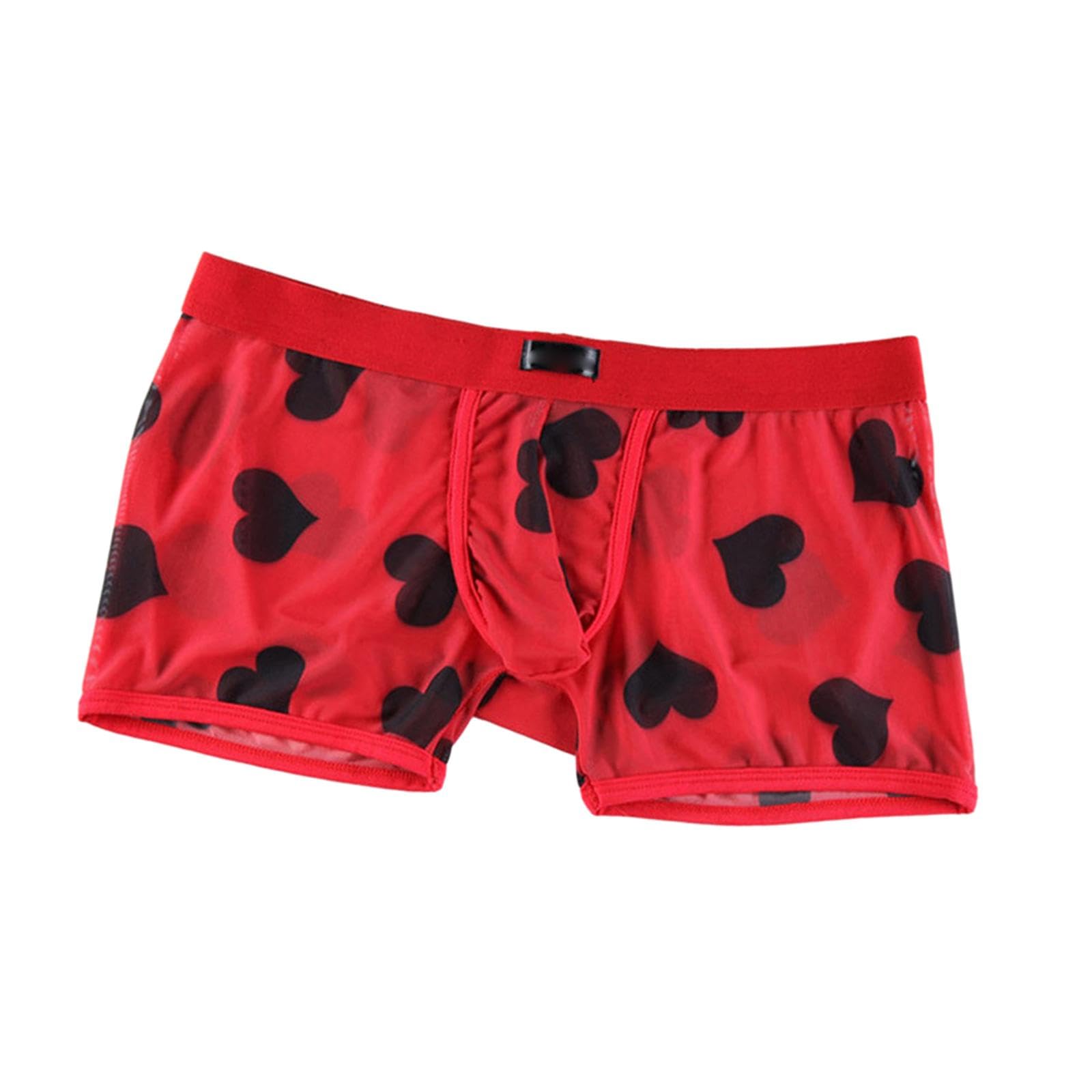nivaa Men's Lace Briefs Trunks Breathable Heart Lace Soft Lingerie Men's Underwear XXL Red-picture-42