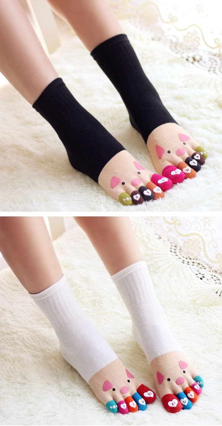 Women's Cotton Toe Socks,five Finger Socks,Funny and Funky cartoon theme sport Toe Socks - Image 2