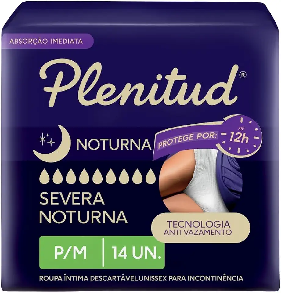 Roupa Íntima Plenitud Noturna para Incontinência P/M-14 un