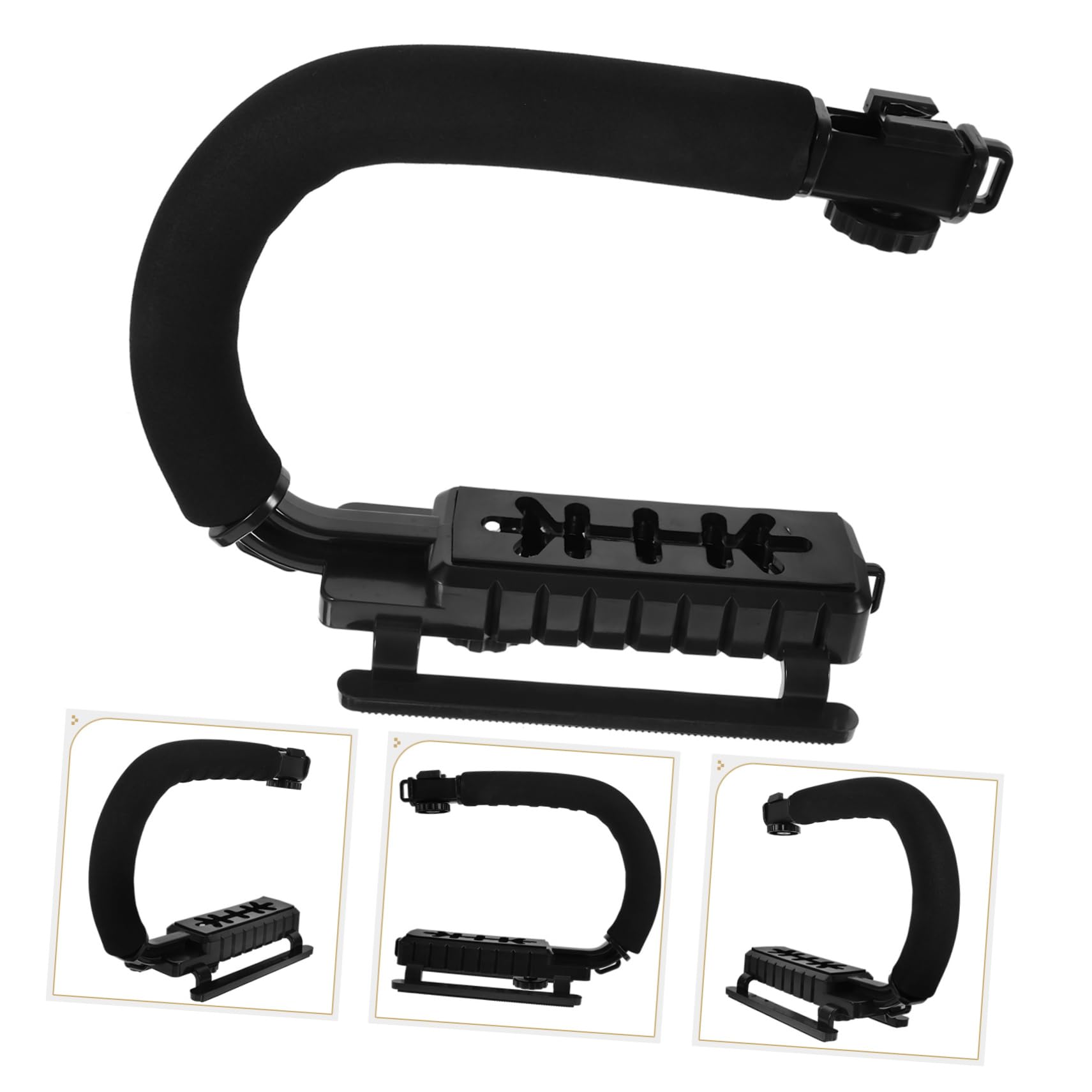 Stabilizzatore per Fotocamera Portatile a U Nero in Abs | Lega di Alluminio e Schiuma, per Dslr e Camera, Design Multifunzione per Outdoor e Viaggio