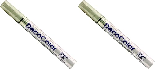 UCHIDA 300-C-SLV Marvy Deco - Marcador de pintura de punta ancha, color plateado (paquete de 2) Negro,Azul,rosado (Blush Pink),Marrón,Cobre,Amarillo