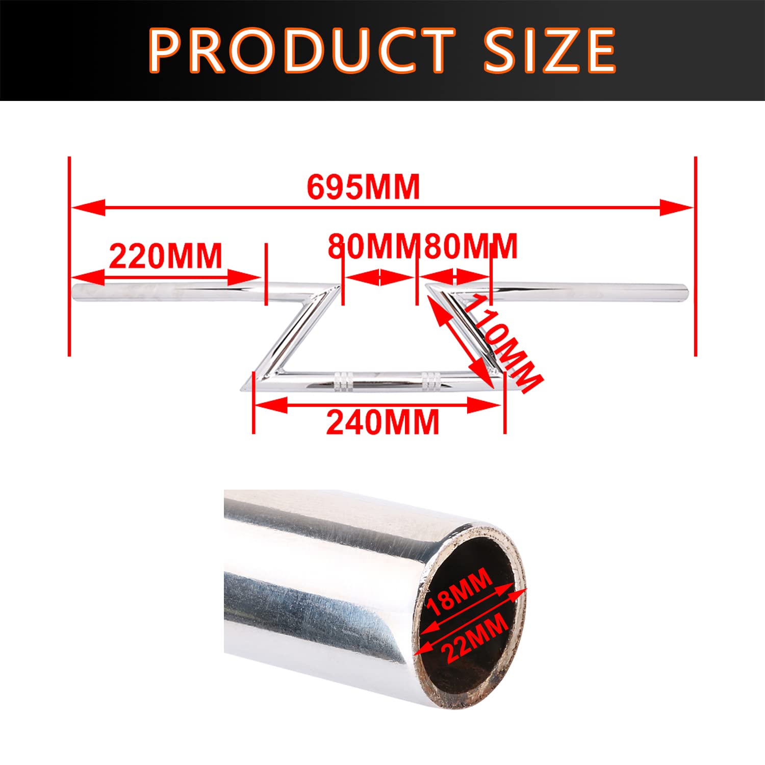 7/8" 22MM HandleBar Z Handle Bars Universial For Sportster Cruiser XL 883 1200 Custom Chopper Softail Dyna Street Bob Chrome