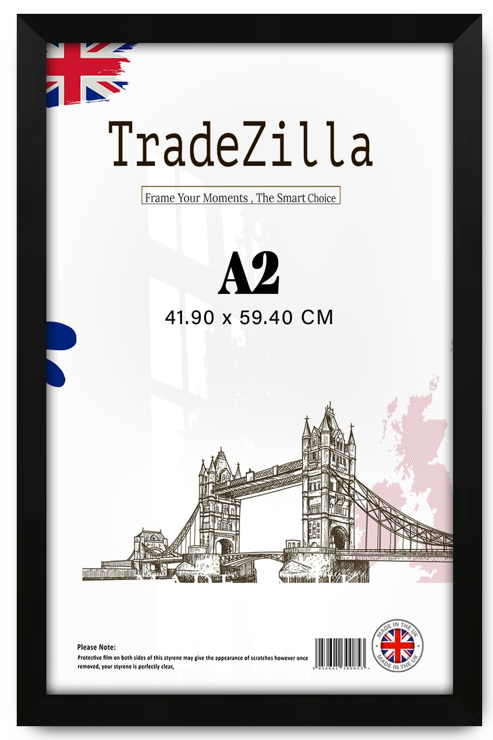 Tradezilla Matt Black | Minimalist A2 (41.90 X 59.40 Cm) Posters Frame Natural Eton Wood 419 X 594 Mm Picture Frame|Home Bar Room Decoration 23" X 16" [ ]