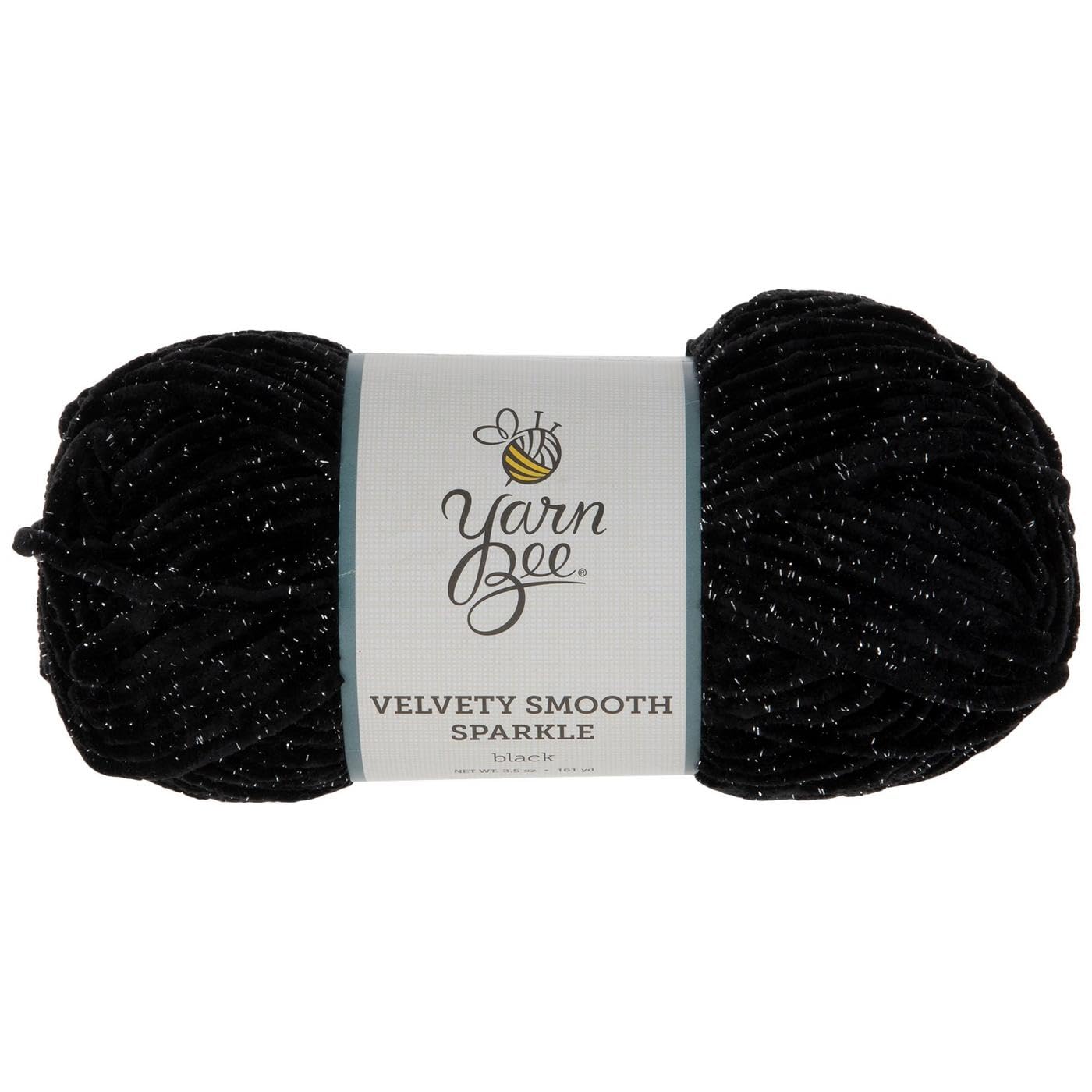Yarn Bee 4 - Medium Yarn for Crocheting & Knitting – Soft Yarn Skein – 161 Yards of Cotton & Metallic Polyester Yarn for Crocheting Blankets, Hats, & More – Craft Supplies for Handcrafting, Black