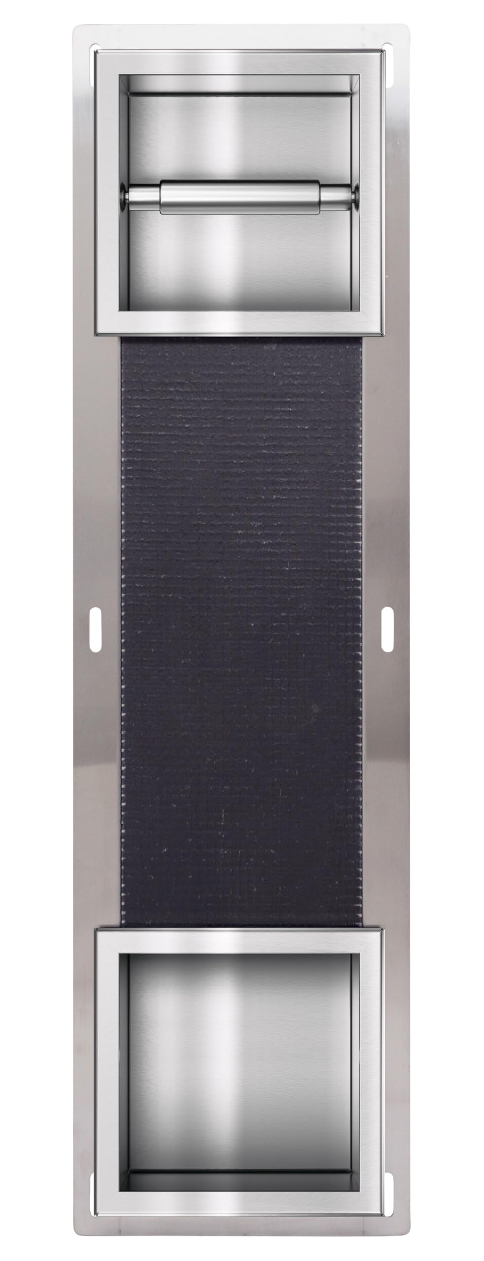 Porte-Papier Hygiénique avec Magasin pour 6 Rouleaux en Acier INOX, 74x20,8x14,75cm, Porte Papier Hygiénique pour Salle de Bain, Installation Au Mur, Wall-Box Paper 2 INOX