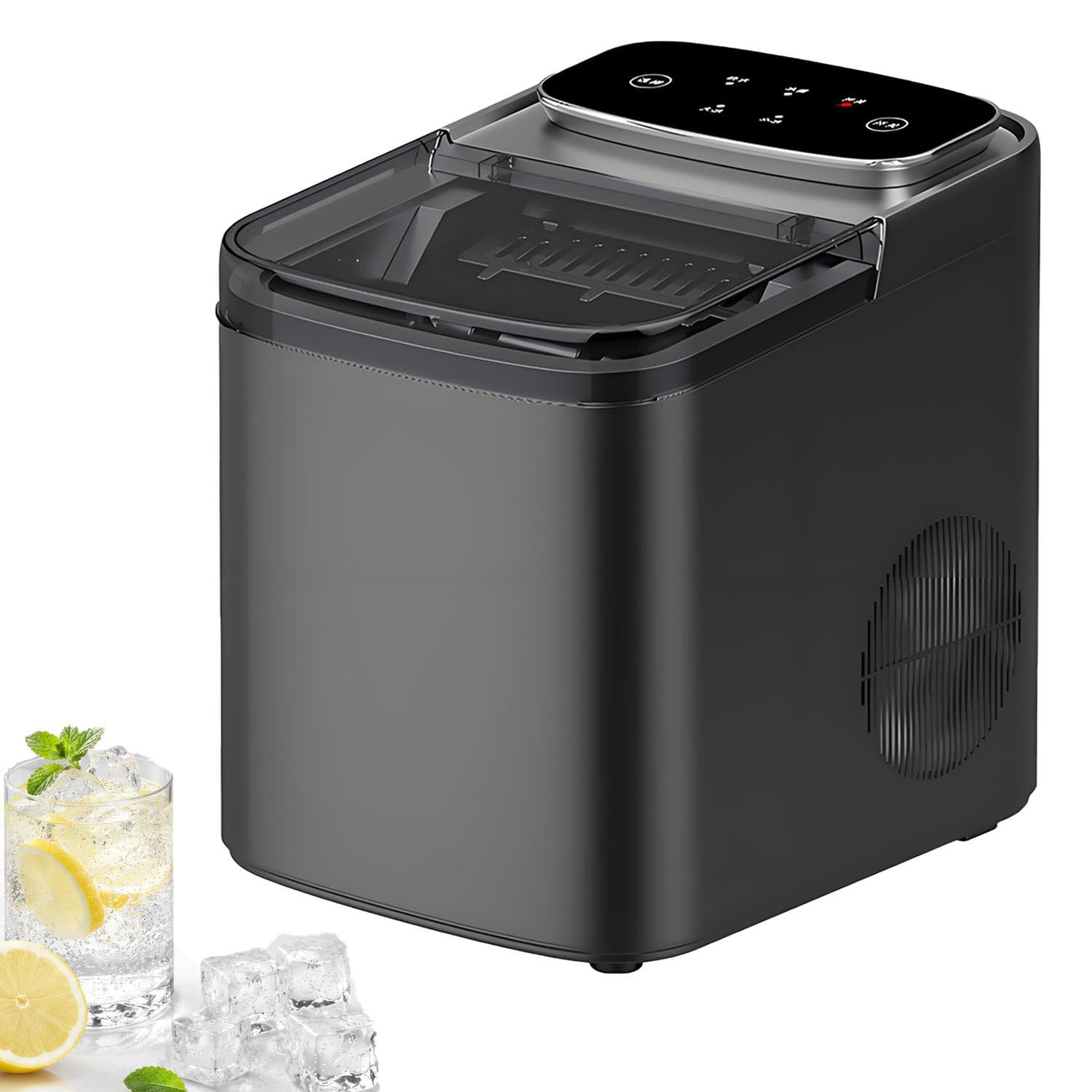 Dumipme Multicolor Countertop Ice Maker, Matte Grey Compact Unit