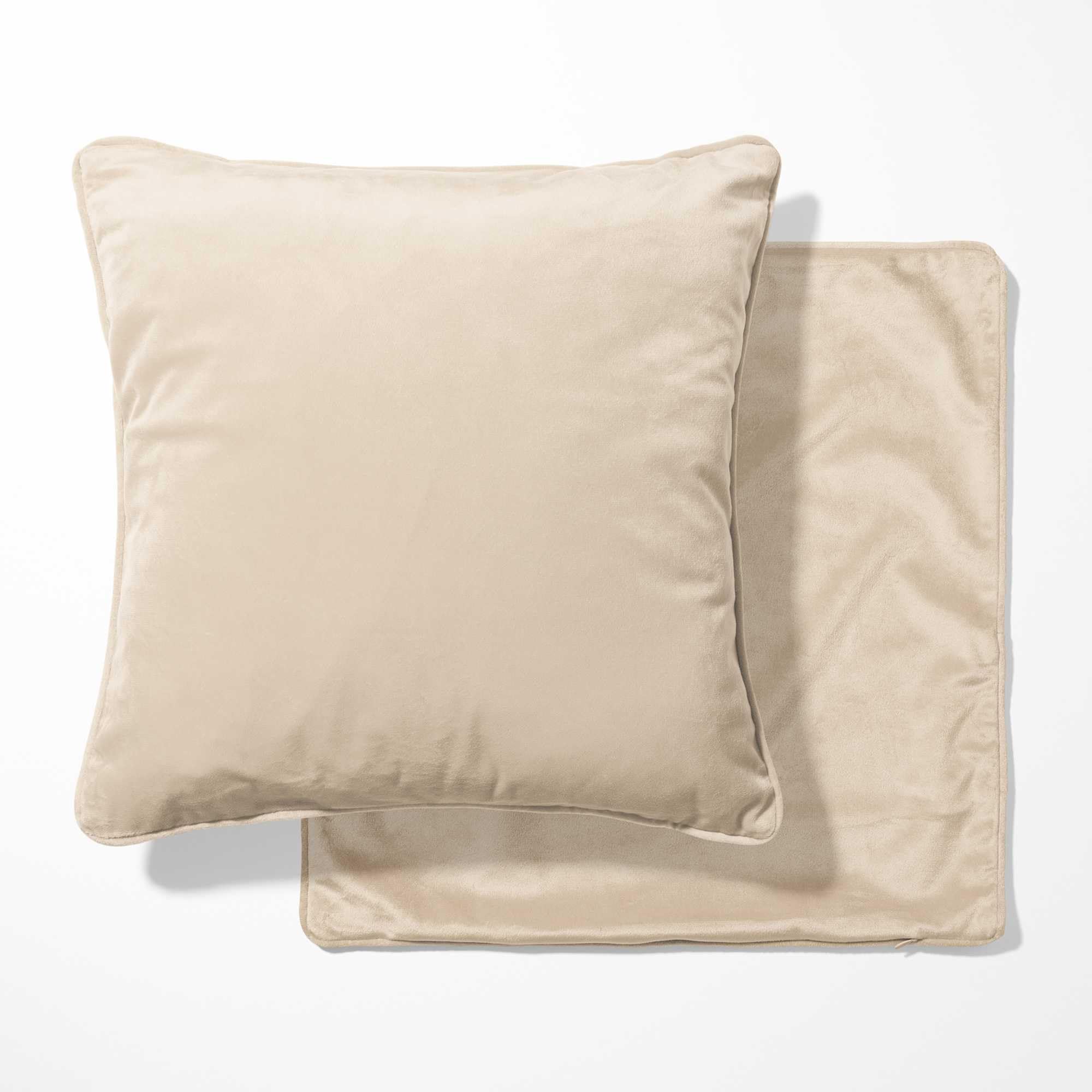 Discover Lifestyle & Fashion Fabrics Cushion Cover 18" (46 x 46 cm) Soft Plush Plain Velvet Fabric Decorative Throw Pillow Cover Square Cushion Cases Piped Edges For Sofa Bed Couch Bench (Cream)