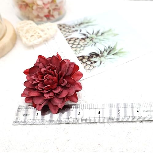 Miniatura 2 de 10 cabezas de flores artificiales sin tallo, cabezas de flores de dalia falsas, accesorios de decoración del hogar, decoración estética de flores