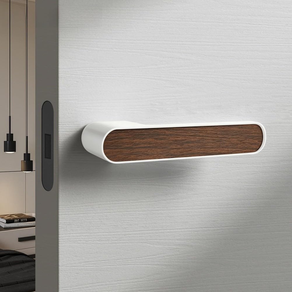 Moderno kit de cerradura magnética minimalista para puerta de dormitorio, oficina, hogar con pestillo silencioso de aleación de aluminio y mecanismo de privacidad interno en acabado negro (M)