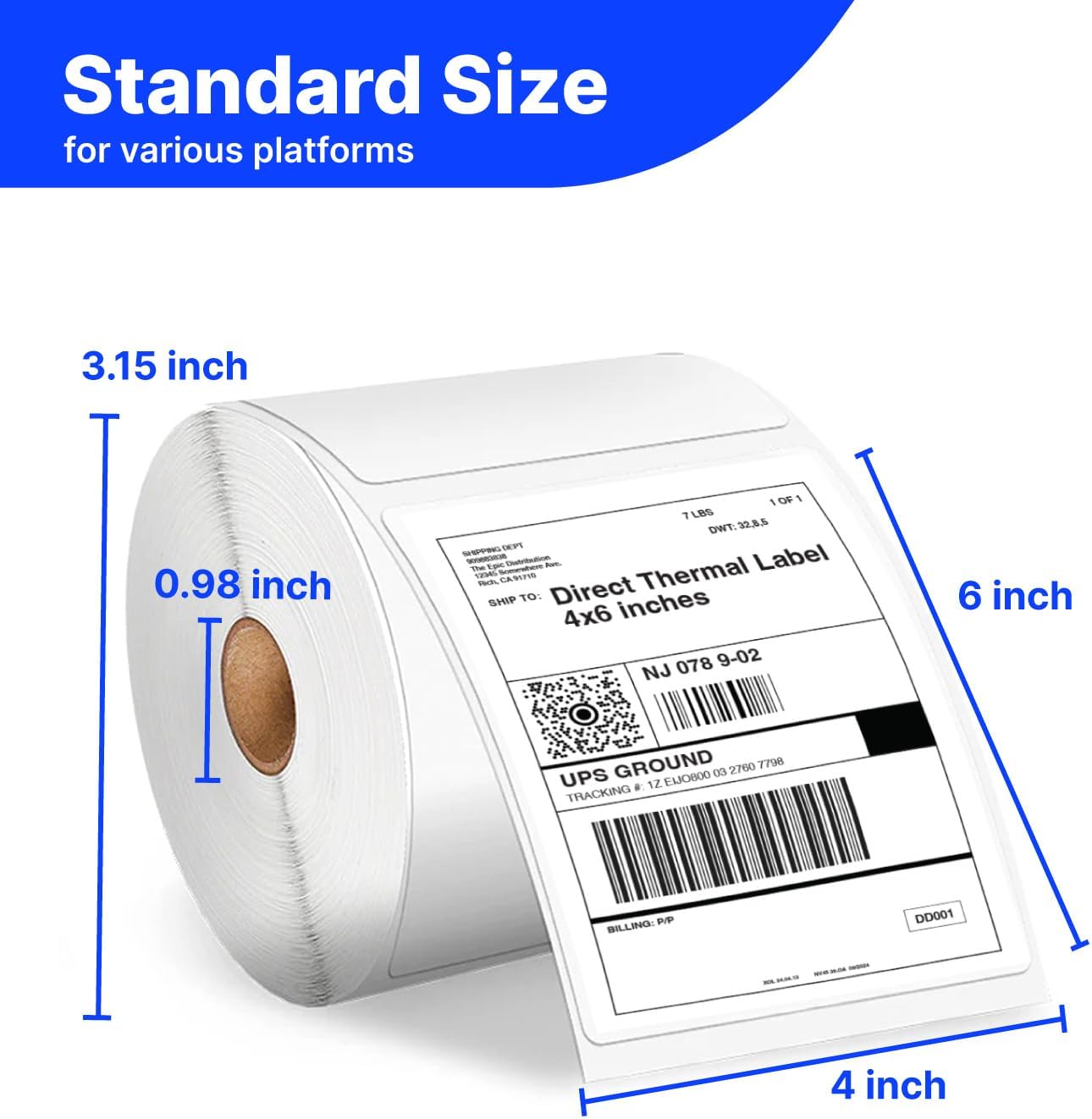 BlackWidow 4" x 6" Direct Thermal Shipping Labels, Perforated and Strong Adhesive, Compatible with Rollo, MUNBYN, Zebra, Fargo Label Printer. Commercial Grade. (Fanfold or roll)