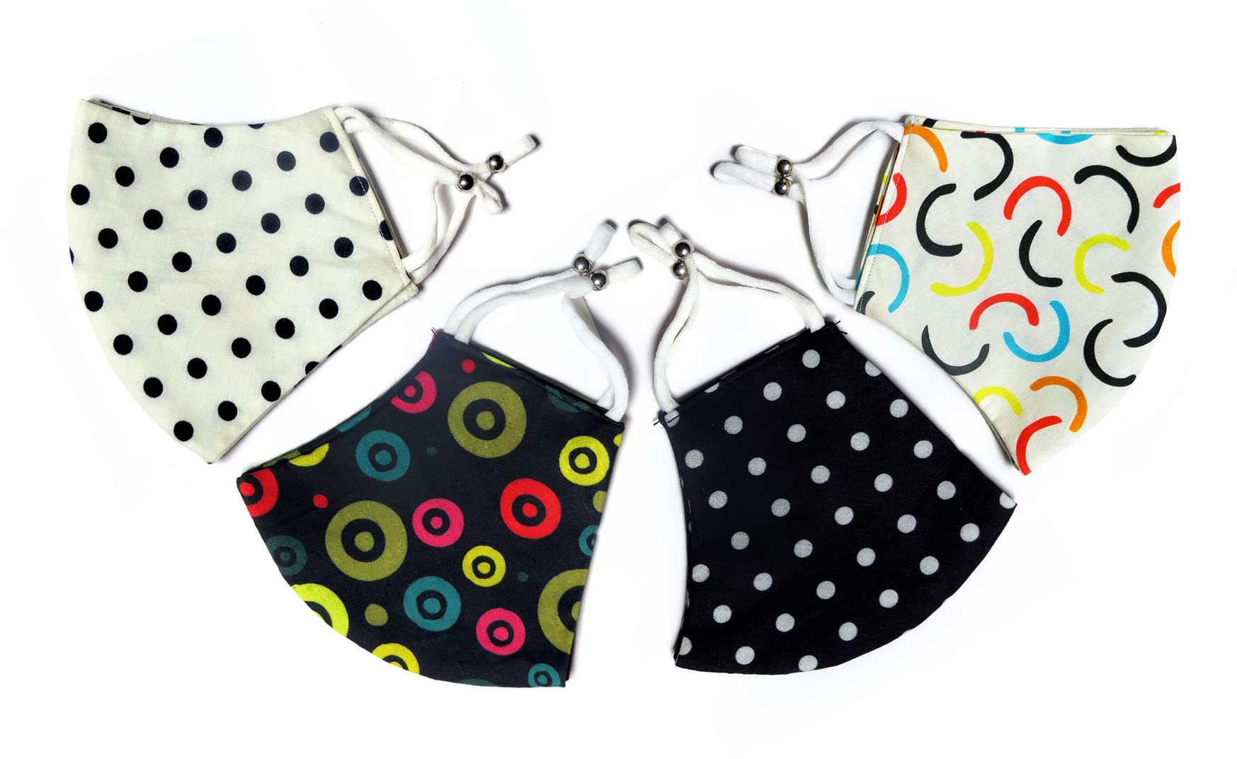 VAMAA TEXTRENDS4 Multi Layer Womens Printed Cloth Face Mask with Outdoor Protection, Comfortable, Breathable, Washable, Reusable & Adjustable Ear Loop Cotton Mask (Multi-colour) Pack of 4