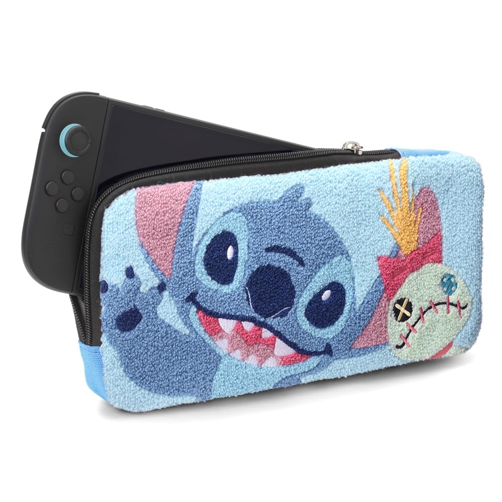 Premium Style 携帯ゲーム用ディズニーキャラクター サガラ刺繍 ポーチ SWITCH2対応 (スティッチ)