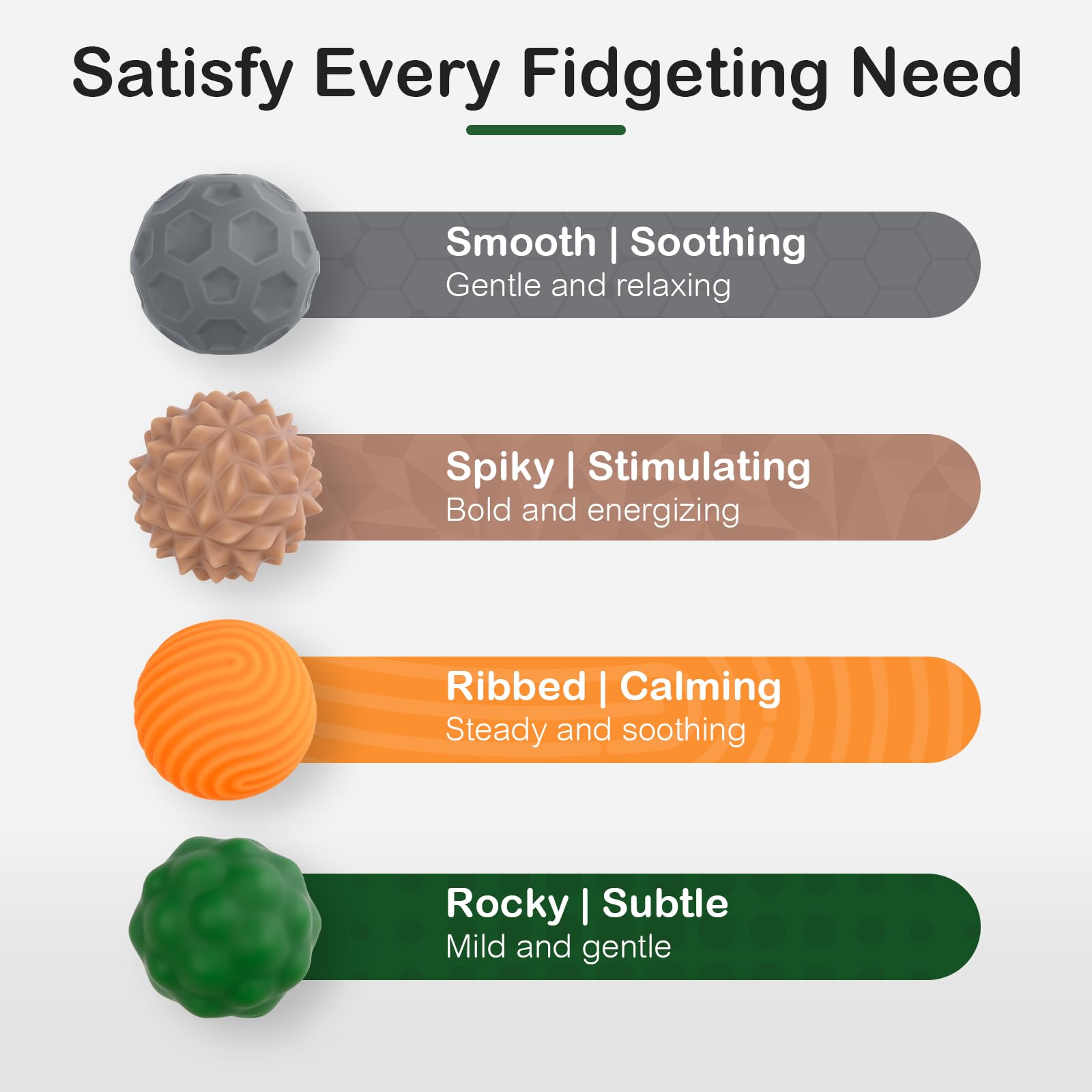Fidget Toys Adults – 4PCS Magnetic Silicone Stress Balls for Anxiety, Focus & ADHD Relief, Textured Sensory Desk Gadgets, Stocking Stuffers or White Elephant Gifts for Men Women Teens