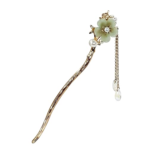 Miniatura 1 de Pasadores de pelo de estilo tradicional chino Stick Accesorio para el cabello de las mujeres (Verde 2)