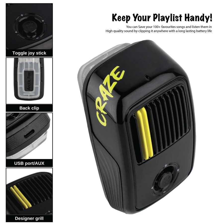 Image of Arctic Fox Craze MP3 Music Bluetooth Speaker |Super Compact, Robust Sound|3W RMS|in-Built Mic with Voice Assistance|Upto 6 Hrs Playtime|Save 100+ MP3 Songs |Type C Charging (Black)