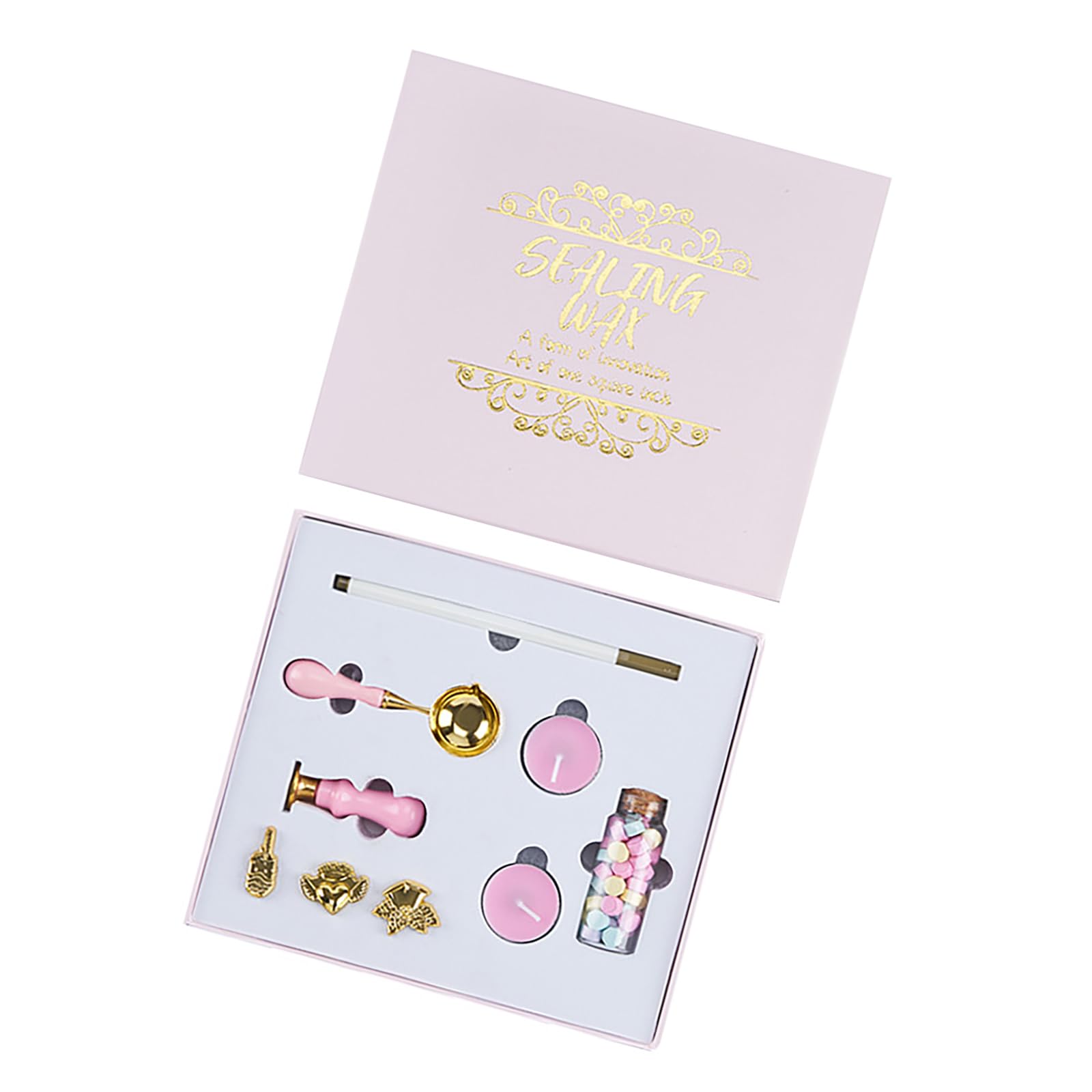 Yhplxyuus Wood Handle Seal Stamp Seal Beads Melting Spoon and Set for Envelope Card Party Invitation Wedding Supplies Holiday Greeting Card