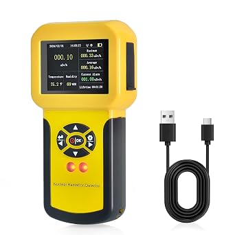 HOLDPEAK Geiger Counter, Rechargeable Nuclear Radiation Detector with LCD Display, Beta, Gamma & X-ray Detection, 5 Measurement Units, Includes Radiation Dosimeter, Humidity, Temperature Monitor