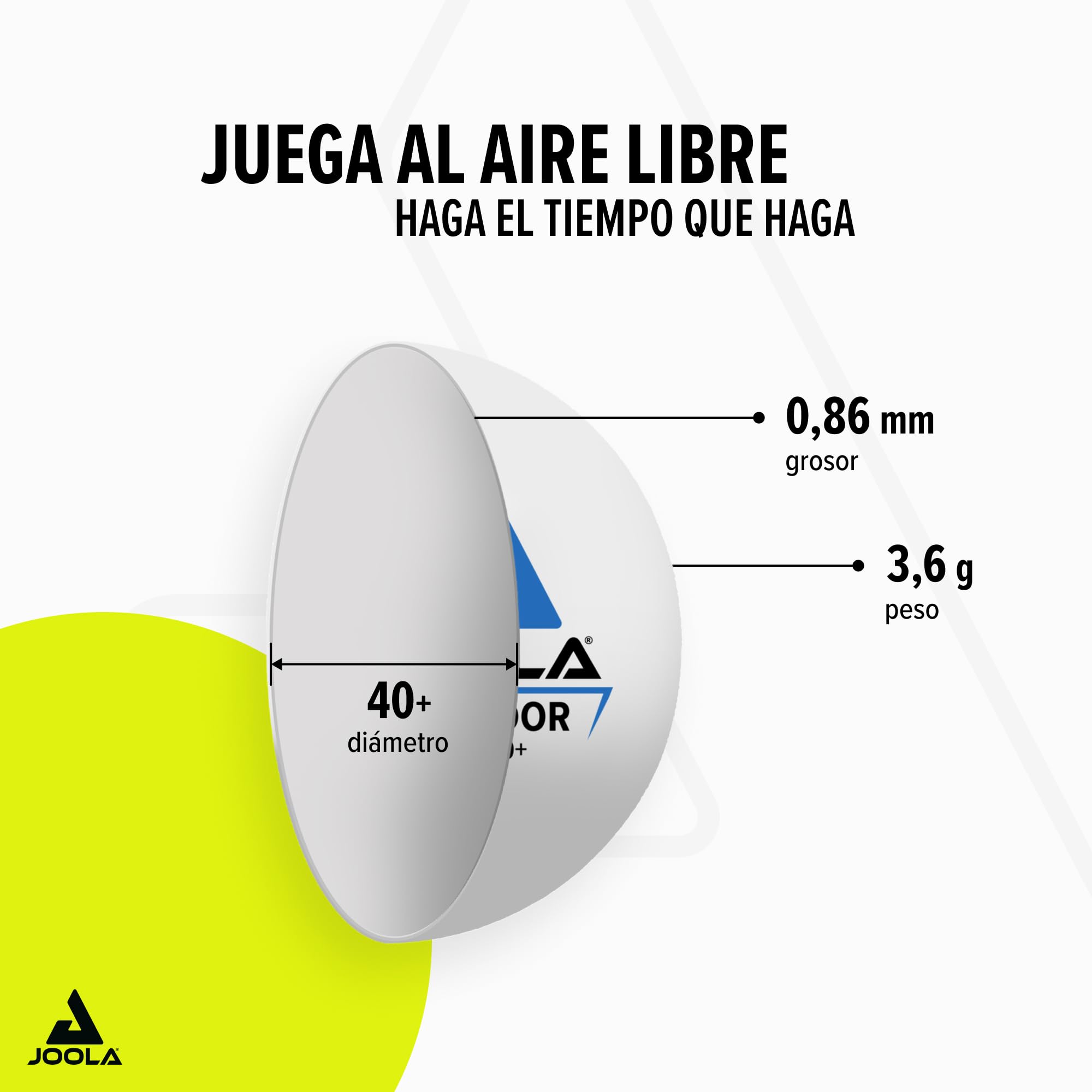 JOOLA Pelotas de Tenis de Mesa para Exteriores 40+ mm Resistentes a la Intemperie Paquete de 12 Unidades Blanco