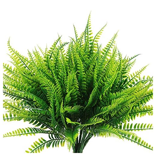 8 Pcs Artificial Boston Fern Plants Bushes Faux Plants Shrubs Greenery UV Resistant for House Office Garden Indoor Outdoor Décor