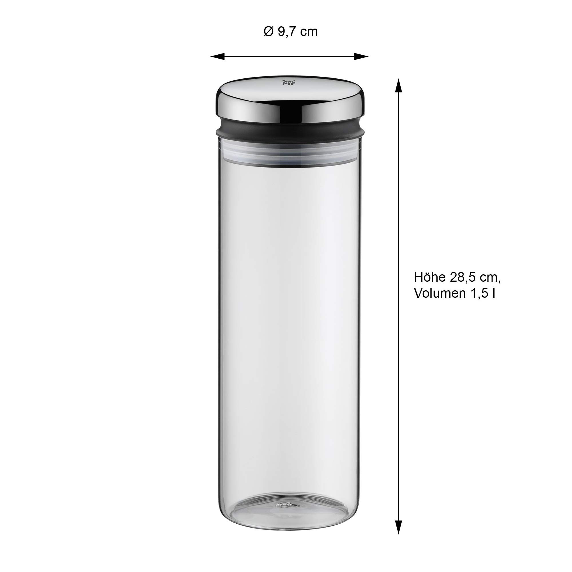 WMF Depot Vorratsdose Glas 1,5l, Höhe 28,5 cm, Vorratsglas mit Deckel & Depot Vorratsdose Glas 2l, Höhe 36 cm, Vorratsglas mit Deckel
