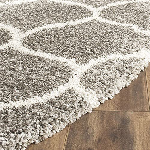 Image of Modern Plush Area Rug for Bedroom Living Room Home Decor (5x5 Feet Round, Grey|Ivory)