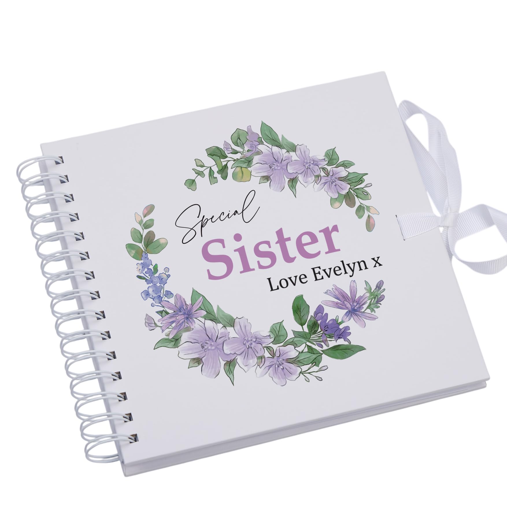 Ukgiftstoreonline White Personalised Special Sister Scrapbook Photo Album Memory Keepsake Gift