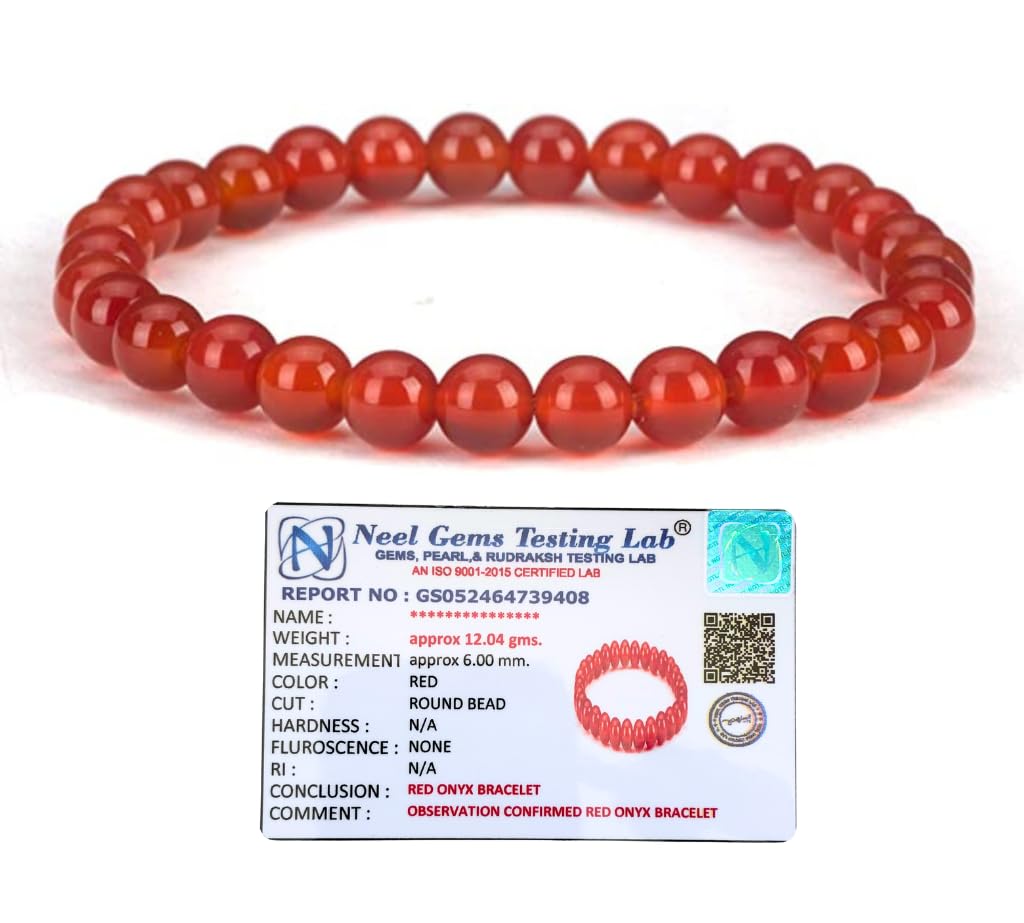 Gemaltic Healing Crystals Lab Certified 6mm Gemstone Beaded Bracelets for Men Women Round Crystal (Red Onyx) (B0BB6T3N56) Amazon Price History, Amazon Price Tracker